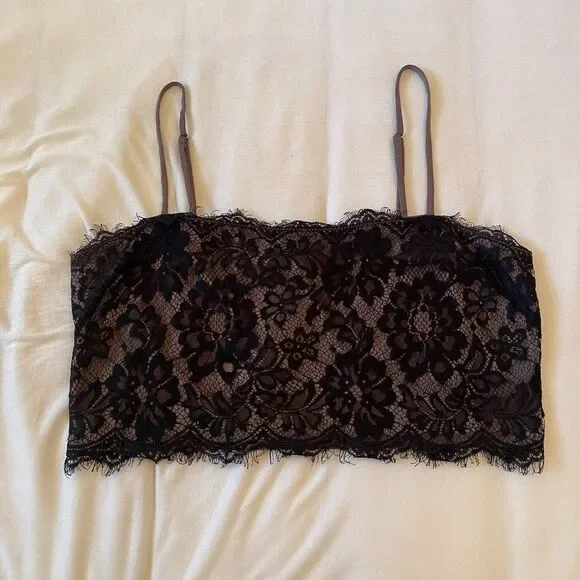 Free People Black Lace Bralette Crop Top - Picture 4 of 9